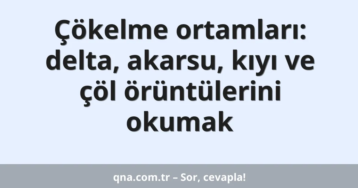 Çökelme ortamları: delta, akarsu, kıyı ve çöl örüntülerini okumak