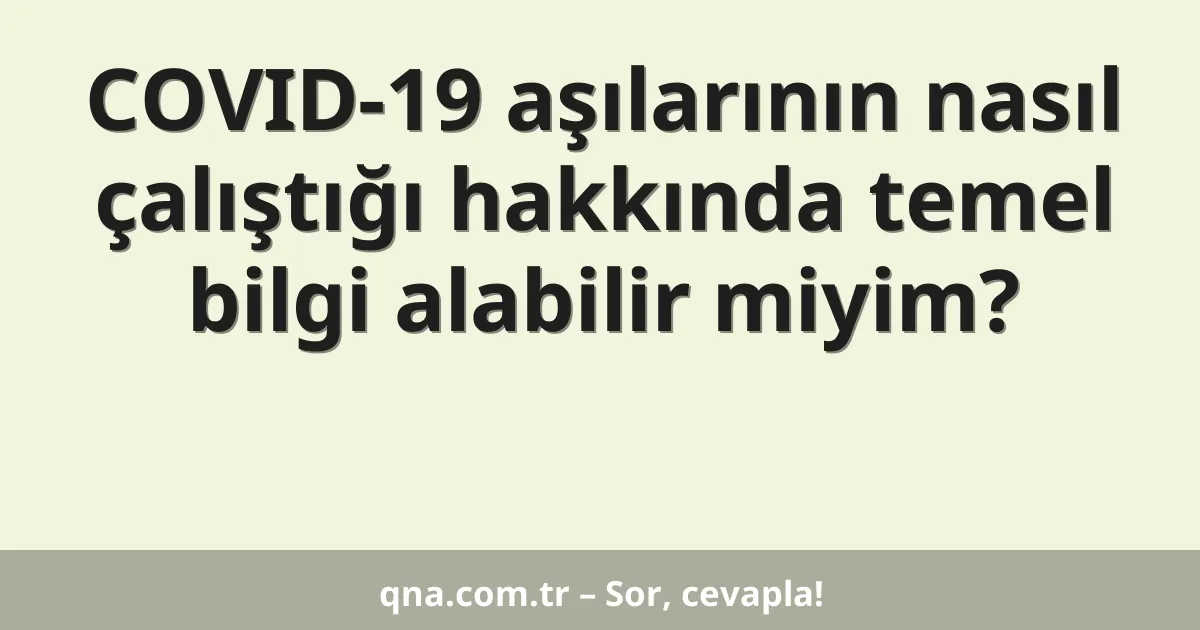 COVID-19 aşılarının nasıl çalıştığı hakkında temel bilgi alabilir miyim?