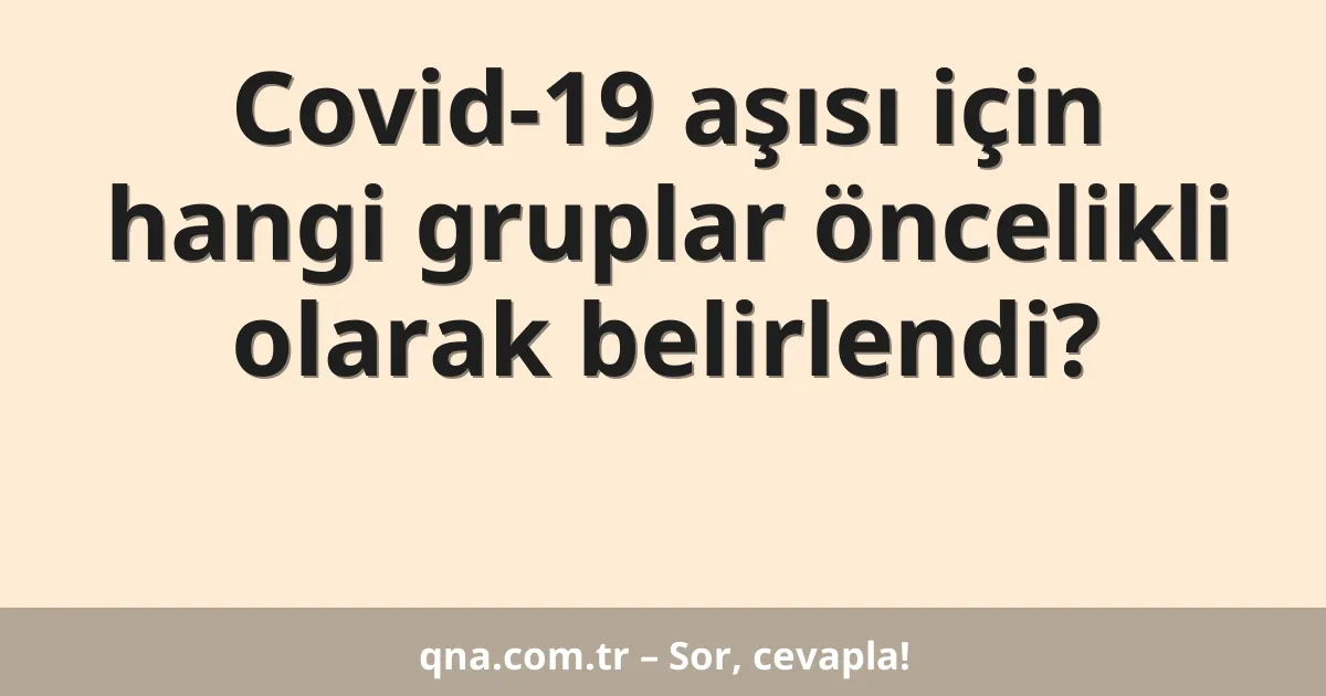 Covid-19 aşısı için hangi gruplar öncelikli olarak belirlendi?