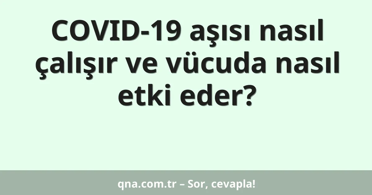 COVID-19 aşısı nasıl çalışır ve vücuda nasıl etki eder?