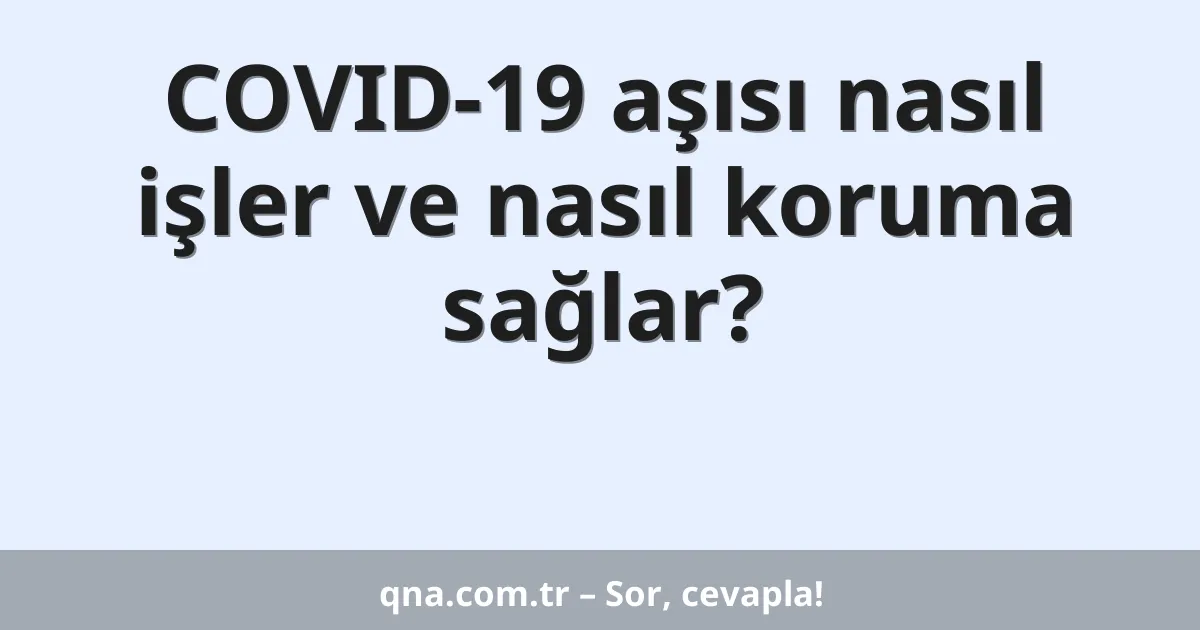 COVID-19 aşısı nasıl işler ve nasıl koruma sağlar?