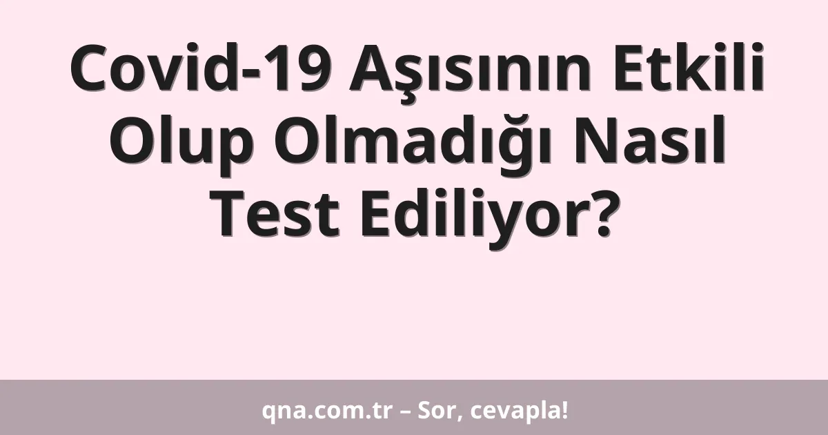 Covid-19 Aşısının Etkili Olup Olmadığı Nasıl Test Ediliyor?