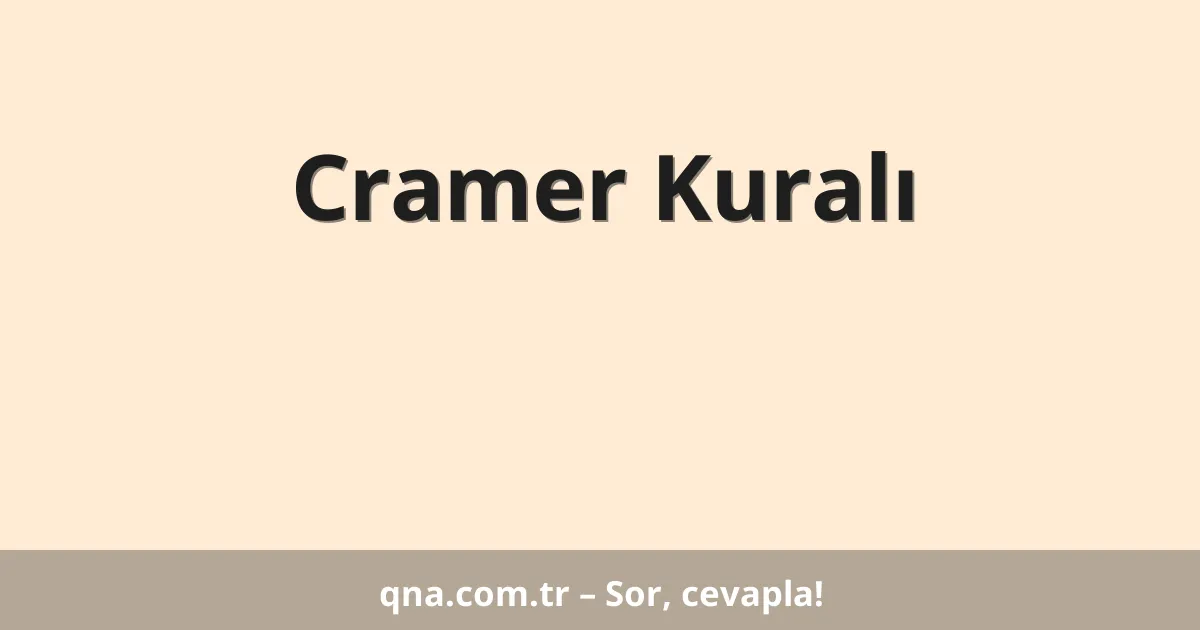 Cramer Kuralı