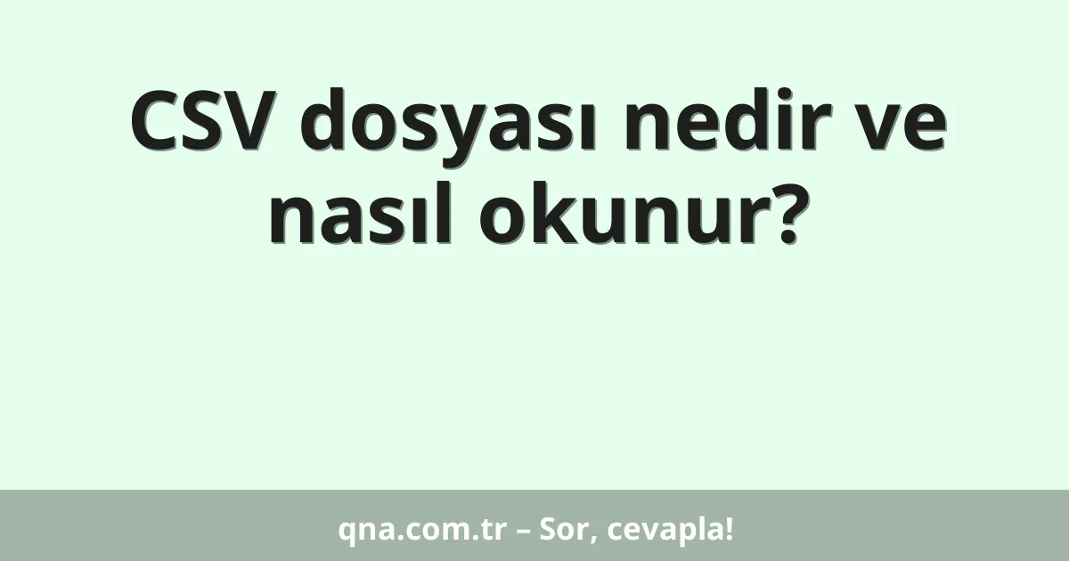 CSV dosyası nedir ve nasıl okunur?