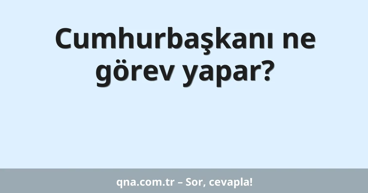 Cumhurbaşkanı ne görev yapar?