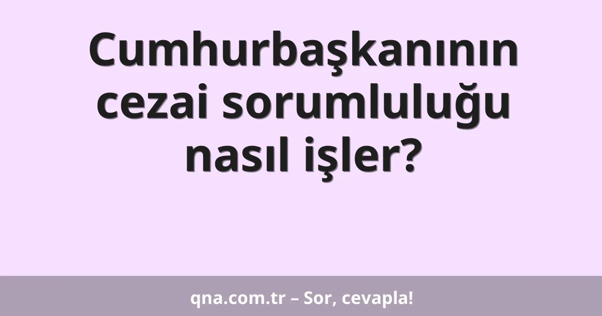 Cumhurbaşkanının cezai sorumluluğu nasıl işler?