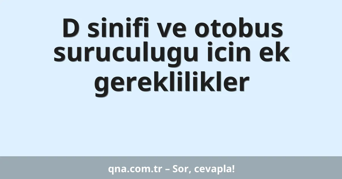 D sinifi ve otobus suruculugu icin ek gereklilikler