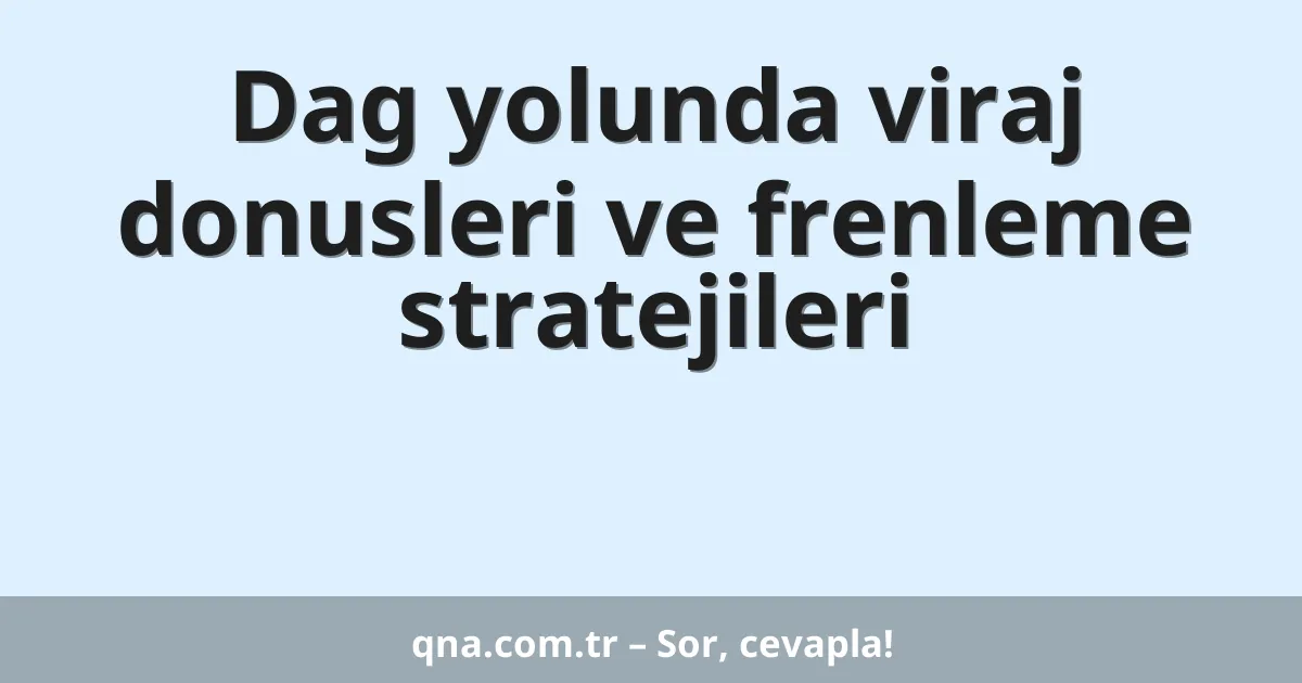 Dag yolunda viraj donusleri ve frenleme stratejileri