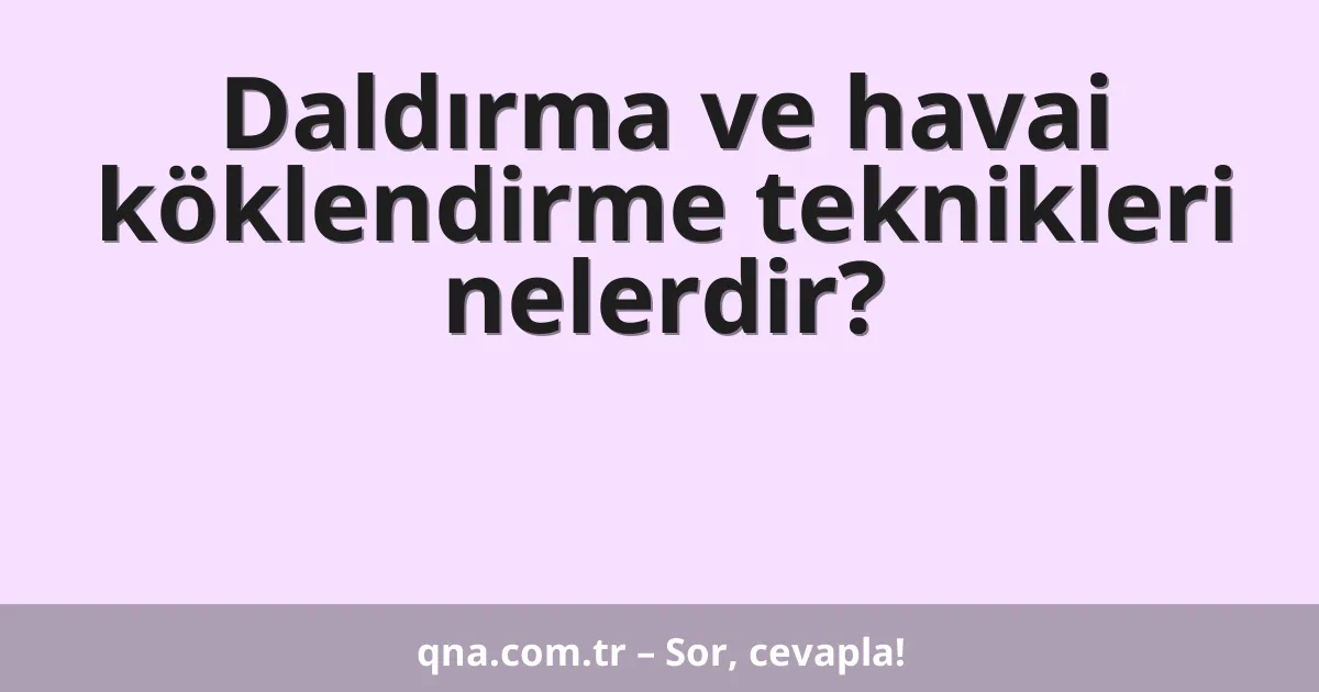 Daldırma ve havai köklendirme teknikleri nelerdir?