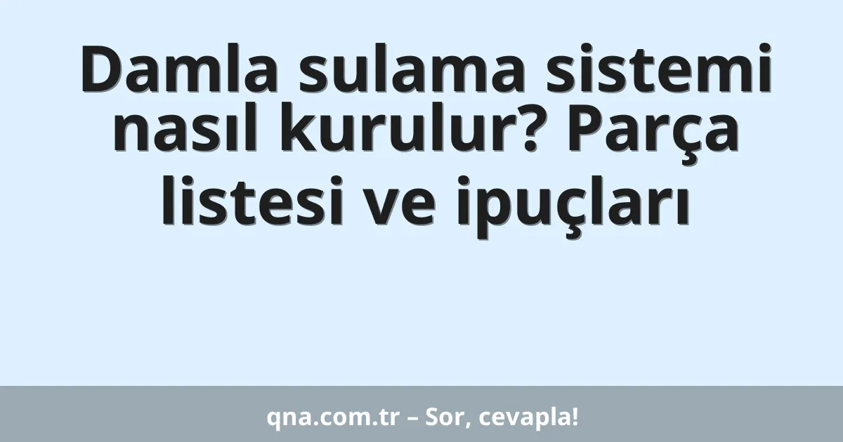 Damla sulama sistemi nasıl kurulur? Parça listesi ve ipuçları