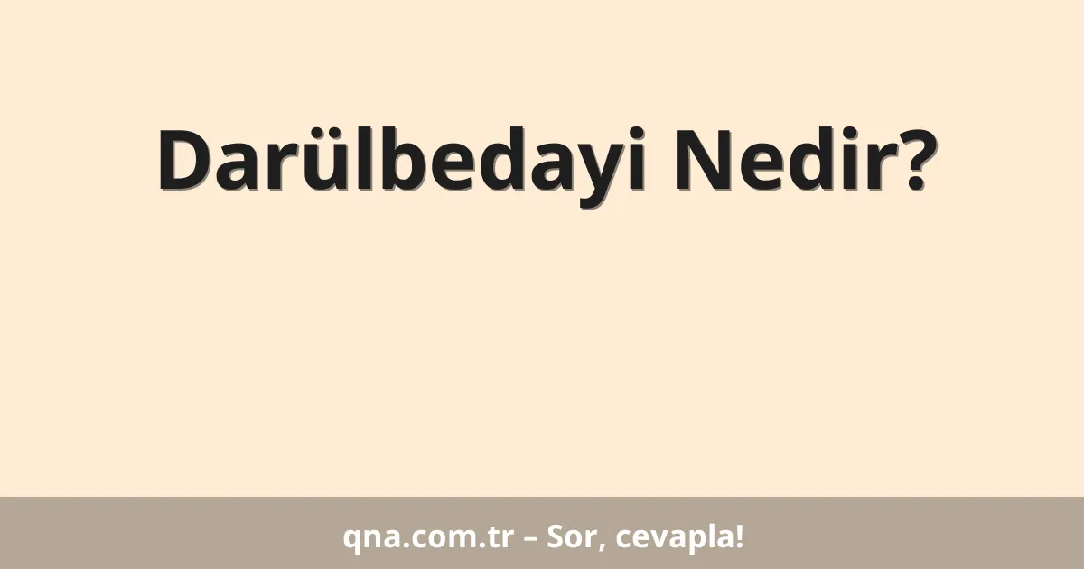 Darülbedayi Nedir?