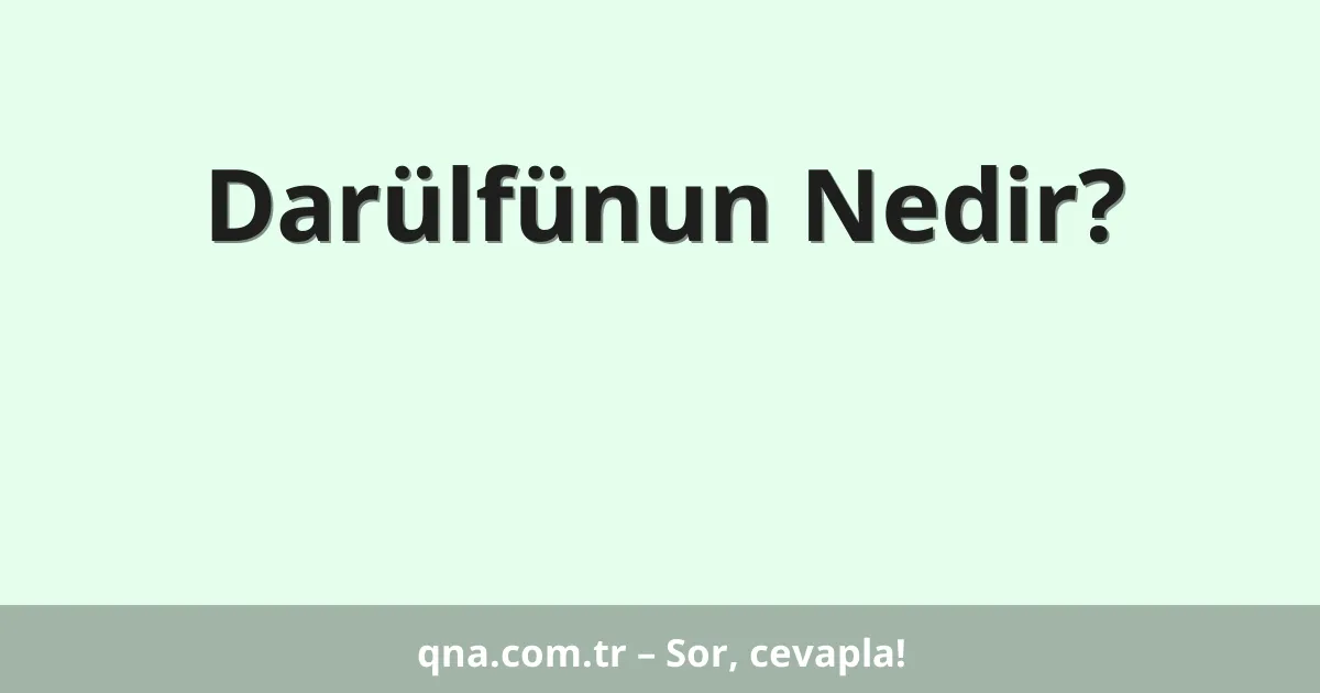 Darülfünun Nedir?