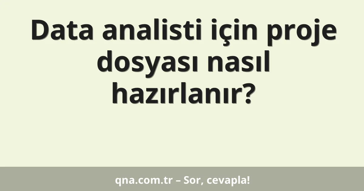 Data analisti için proje dosyası nasıl hazırlanır?