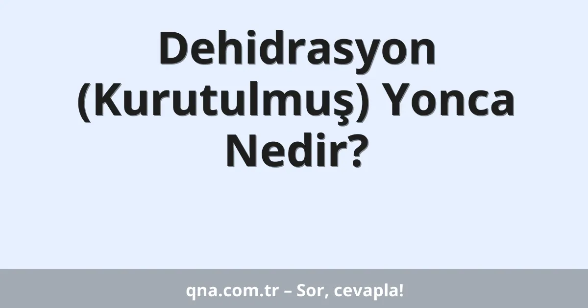 Dehidrasyon (Kurutulmuş) Yonca Nedir?