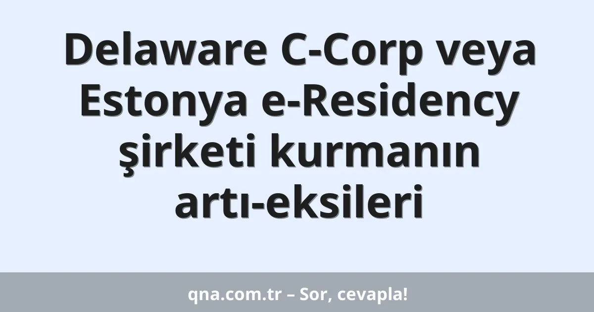 Delaware C-Corp veya Estonya e-Residency şirketi kurmanın artı-eksileri