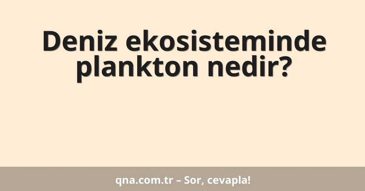 Deniz ekosisteminde plankton nedir?