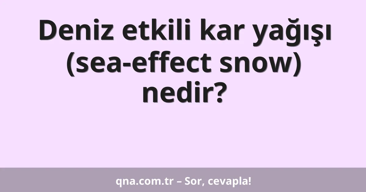 Deniz etkili kar yağışı (sea-effect snow) nedir?