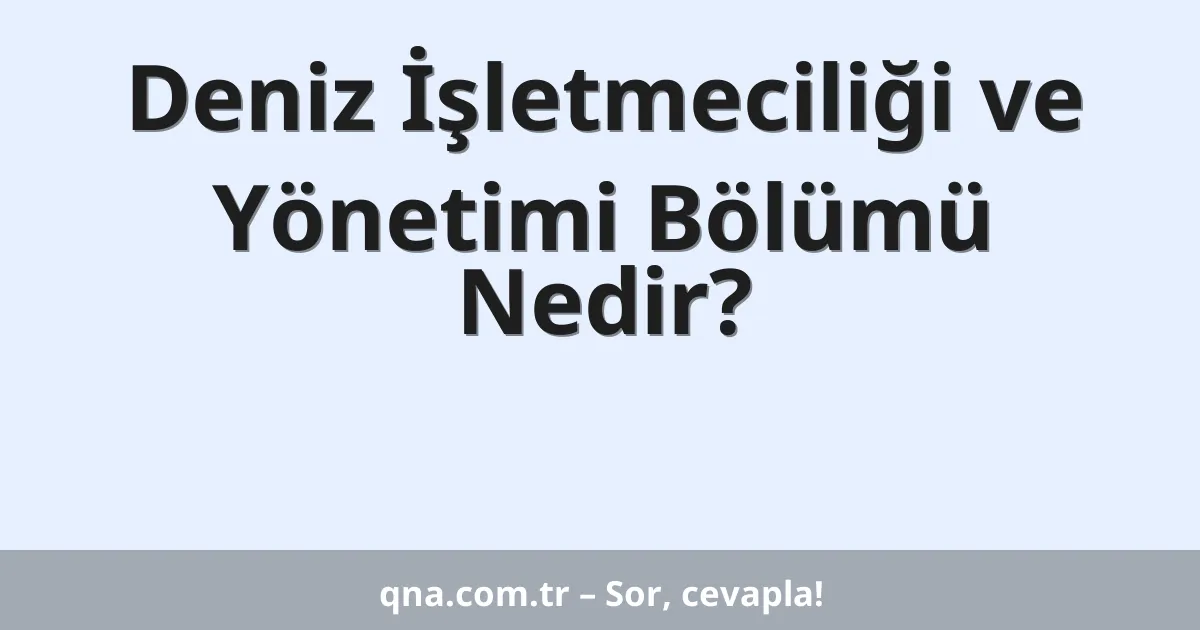 Deniz İşletmeciliği ve Yönetimi Bölümü Nedir?