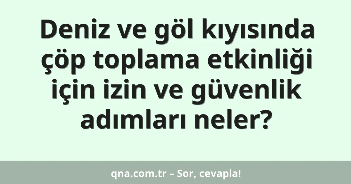Deniz ve göl kıyısında çöp toplama etkinliği için izin ve güvenlik adımları neler?
