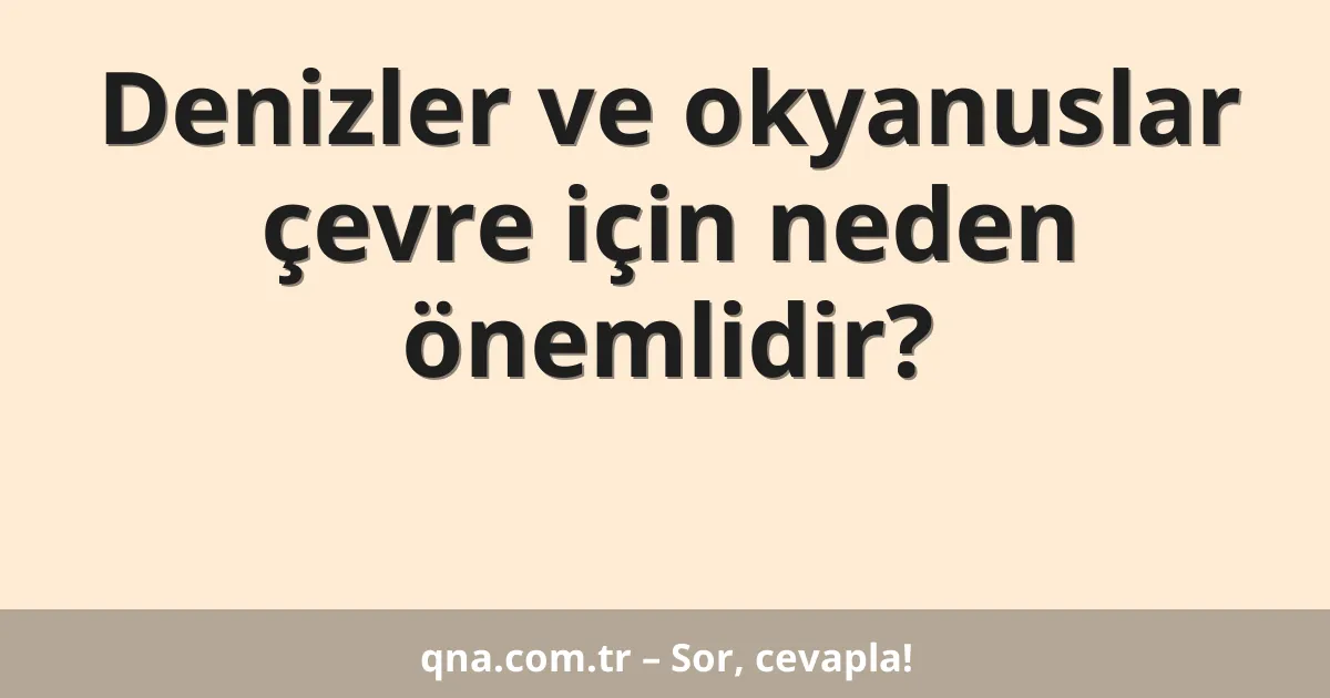 Denizler ve okyanuslar çevre için neden önemlidir?