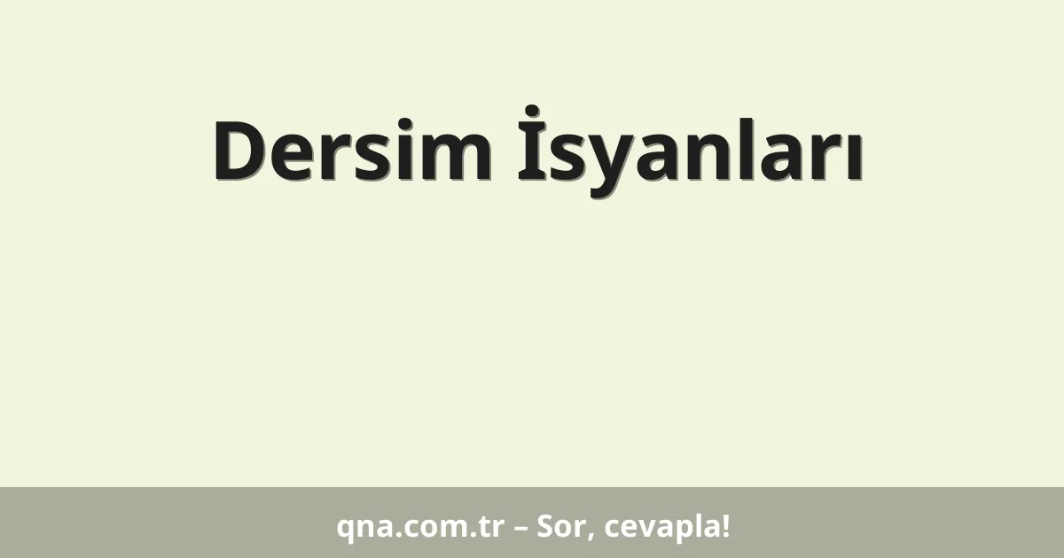 Dersim İsyanları