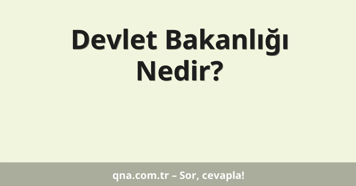 Devlet Bakanlığı Nedir?