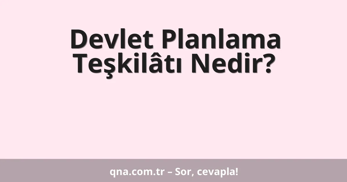 Devlet Planlama Teşkilâtı Nedir?