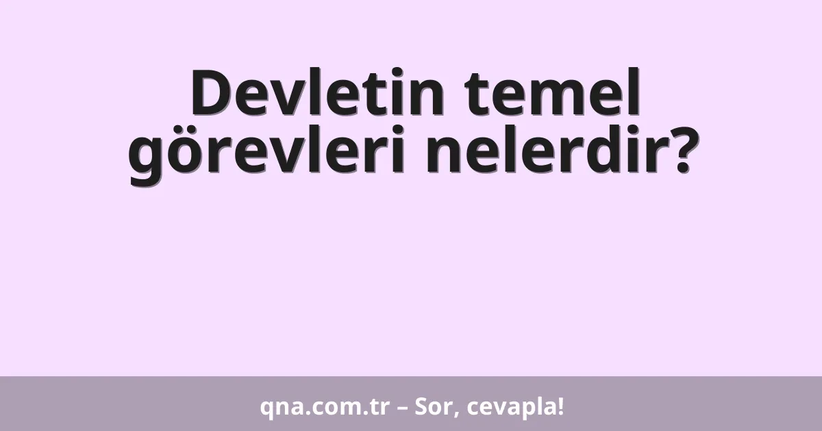 Devletin temel görevleri nelerdir?