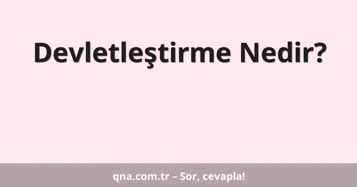 Devletleştirme Nedir?