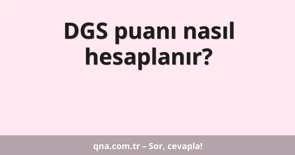 DGS puanı nasıl hesaplanır?
