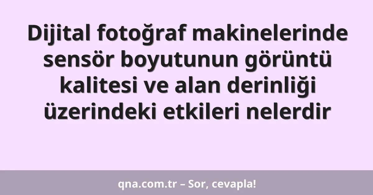 Dijital fotoğraf makinelerinde sensör boyutunun görüntü kalitesi ve alan derinliği üzerindeki etkileri nelerdir