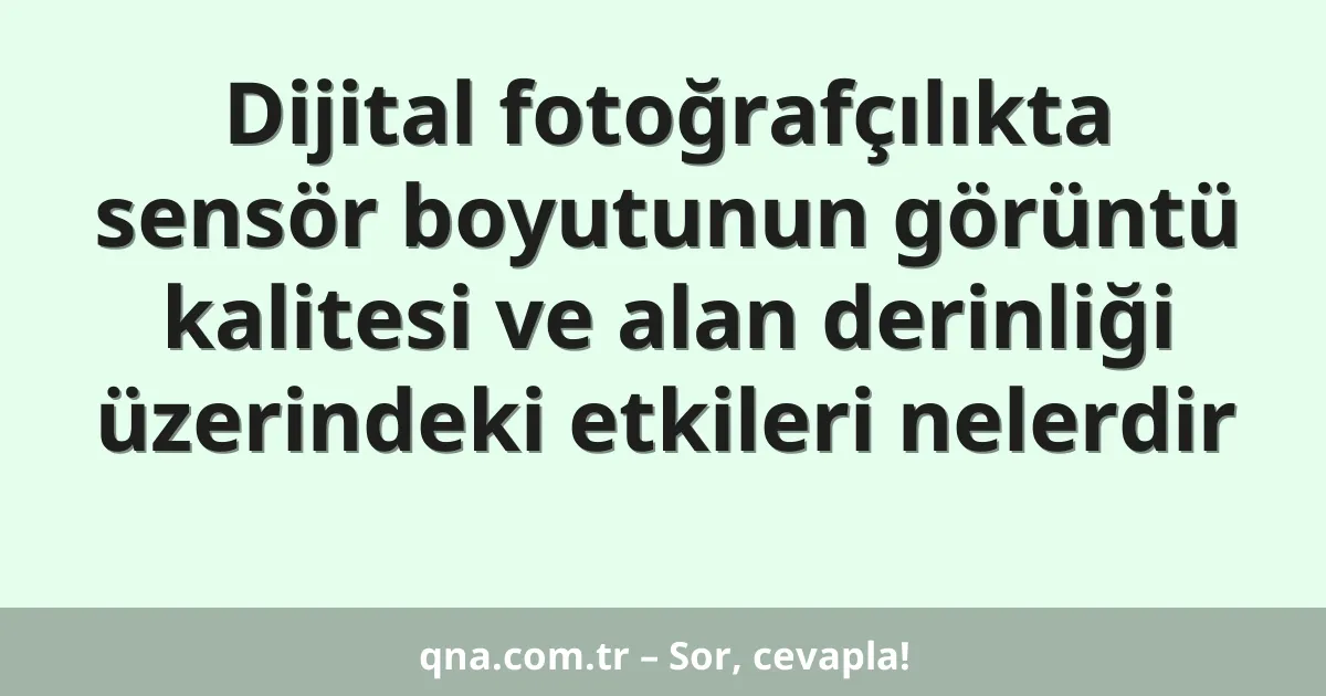 Dijital fotoğrafçılıkta sensör boyutunun görüntü kalitesi ve alan derinliği üzerindeki etkileri nelerdir
