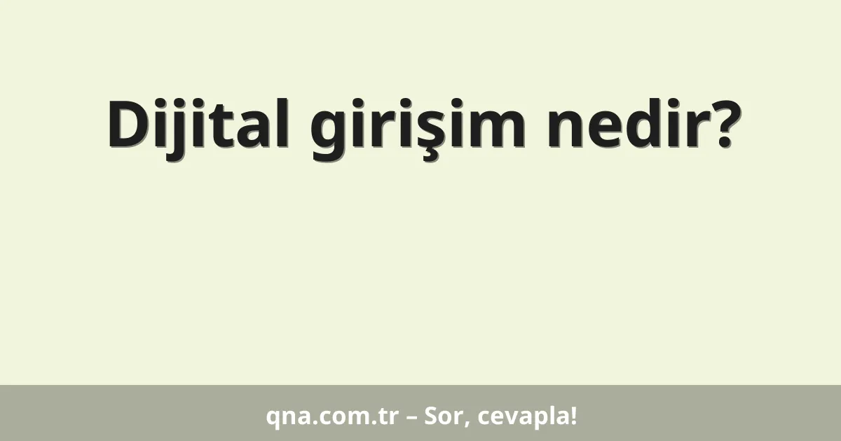 Dijital girişim nedir?