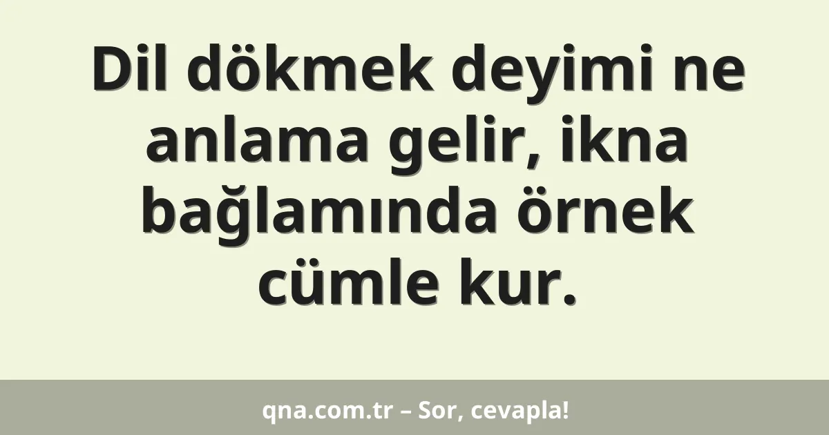 Dil dökmek deyimi ne anlama gelir, ikna bağlamında örnek cümle kur.