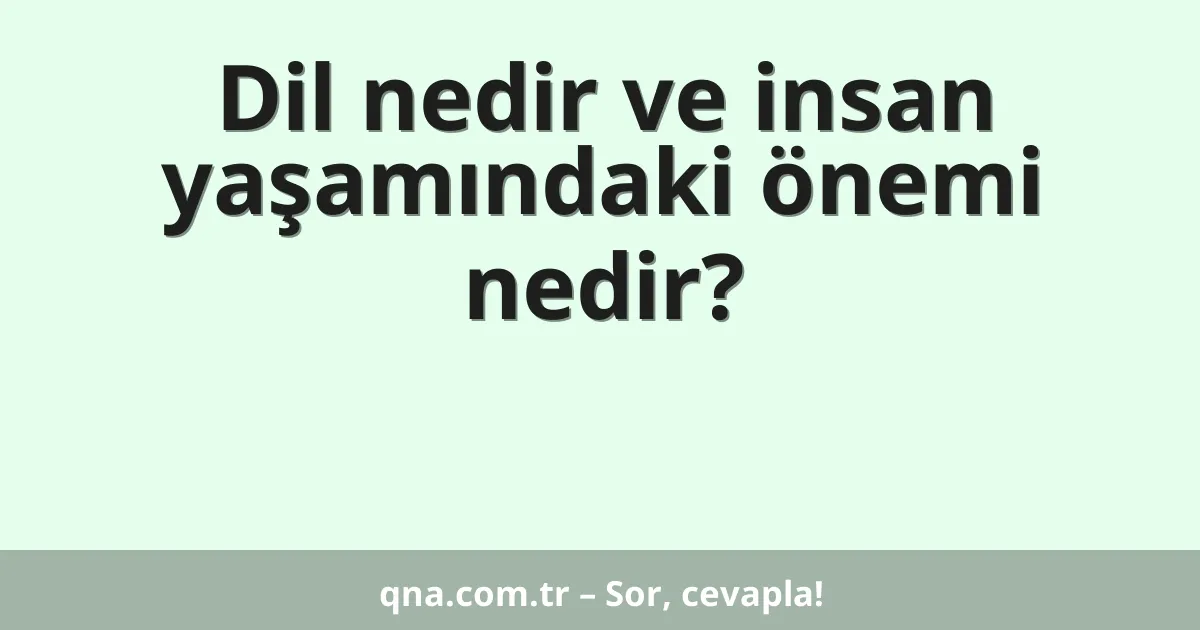 Dil nedir ve insan yaşamındaki önemi nedir?