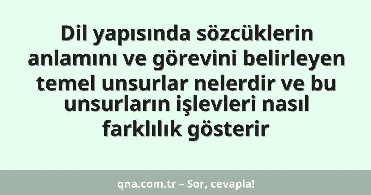 Dil yapısında sözcüklerin anlamını ve görevini belirleyen temel unsurlar nelerdir ve bu unsurların işlevleri nasıl farklılık gösterir
