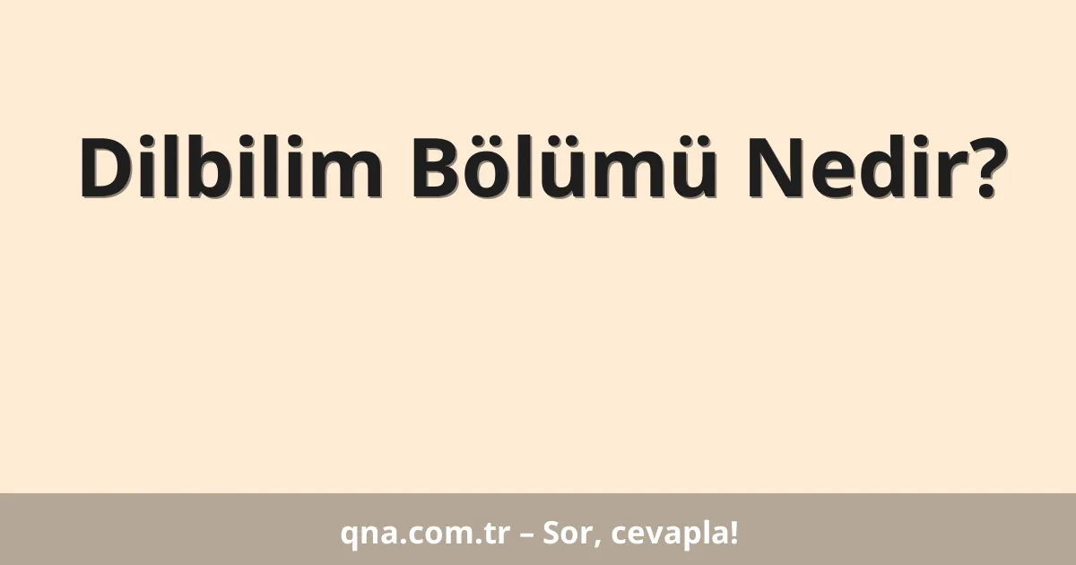 Dilbilim Bölümü Nedir?