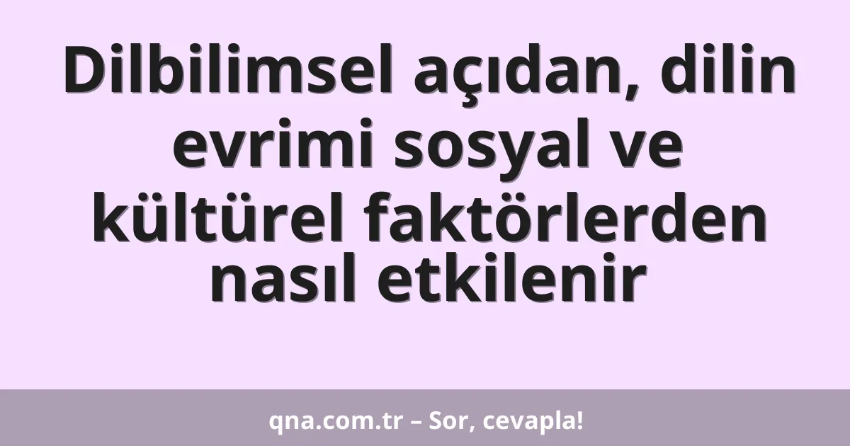 Dilbilimsel açıdan, dilin evrimi sosyal ve kültürel faktörlerden nasıl etkilenir