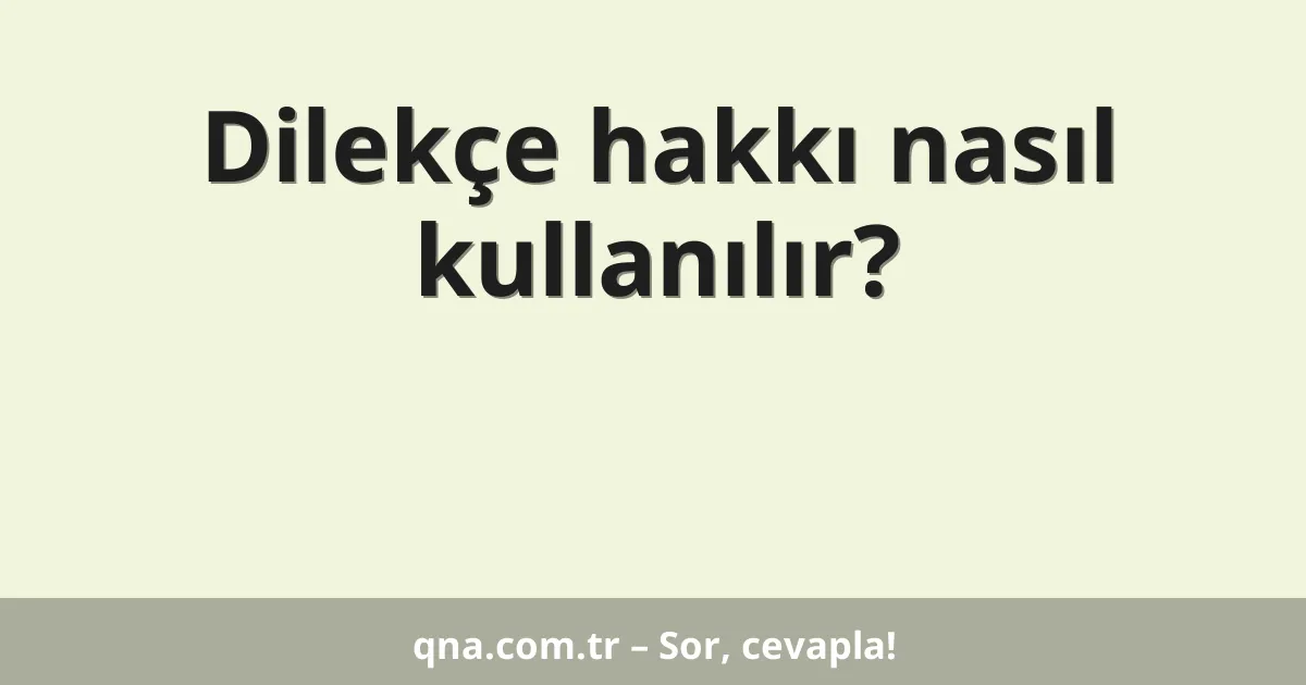 Dilekçe hakkı nasıl kullanılır?