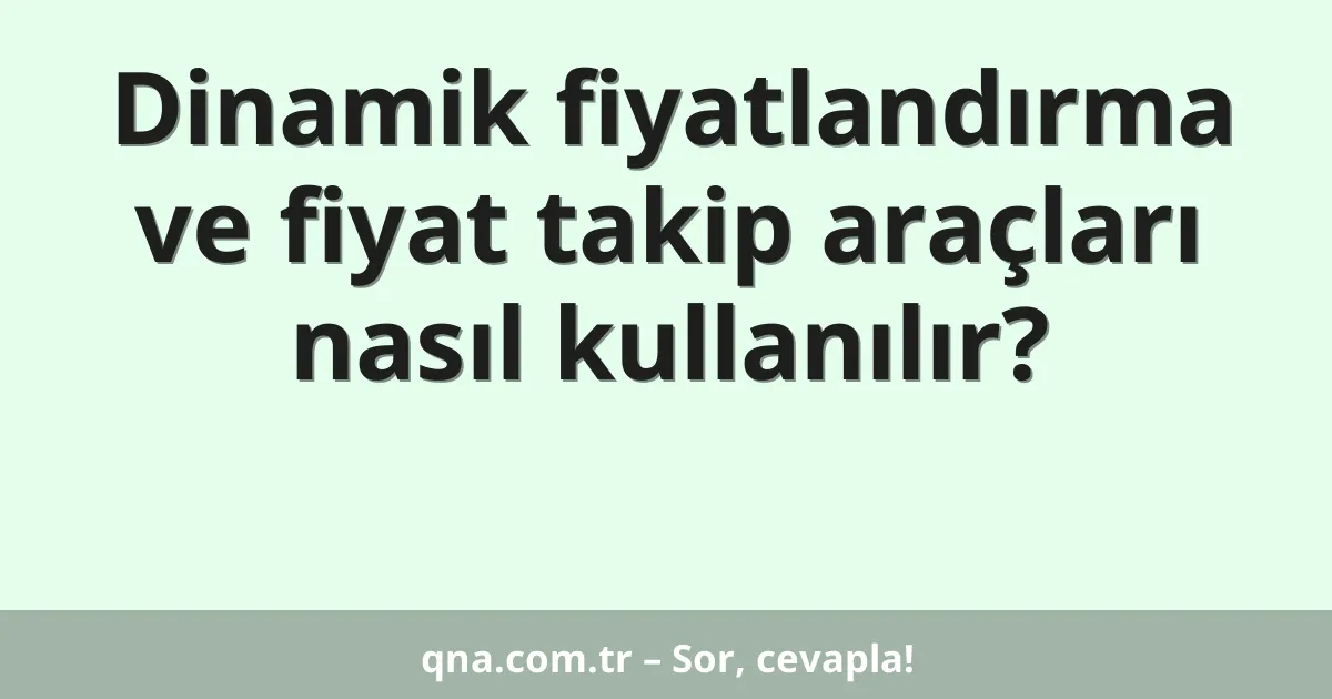 Dinamik fiyatlandırma ve fiyat takip araçları nasıl kullanılır?