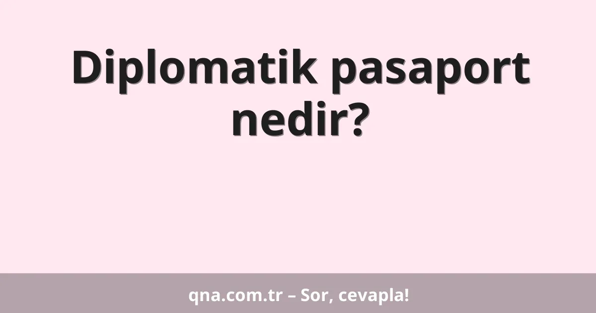 Diplomatik pasaport nedir?