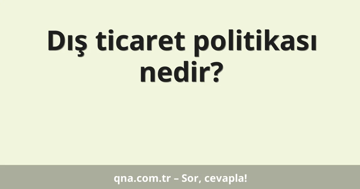Dış ticaret politikası nedir?