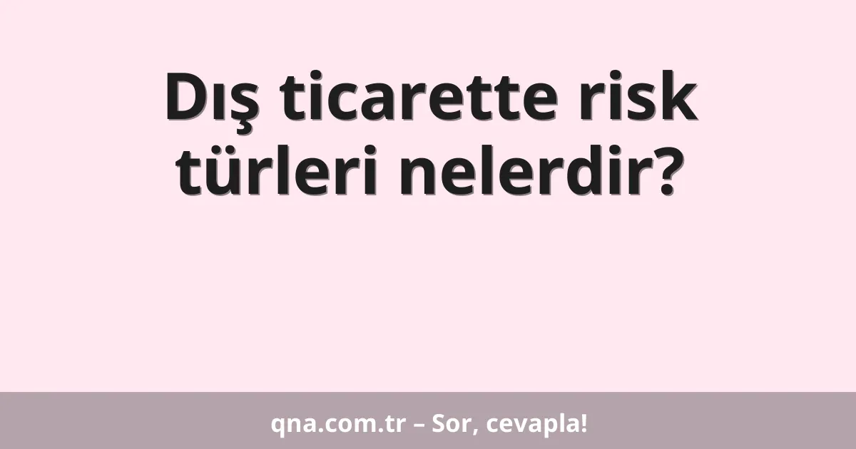 Dış ticarette risk türleri nelerdir?