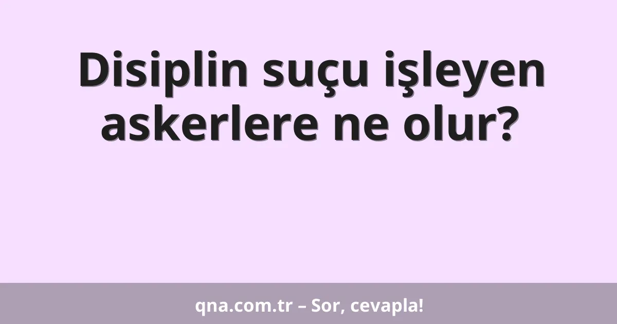 Disiplin suçu işleyen askerlere ne olur?