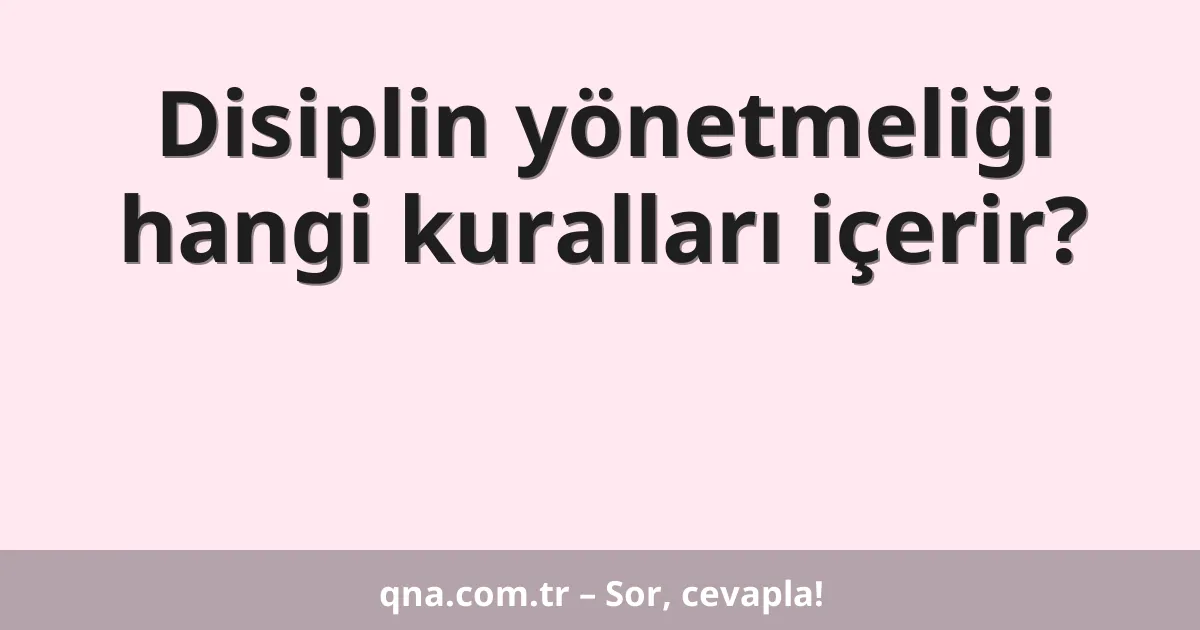 Disiplin yönetmeliği hangi kuralları içerir?
