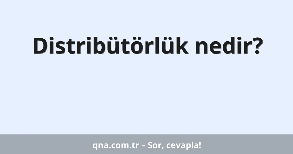 Distribütörlük nedir?