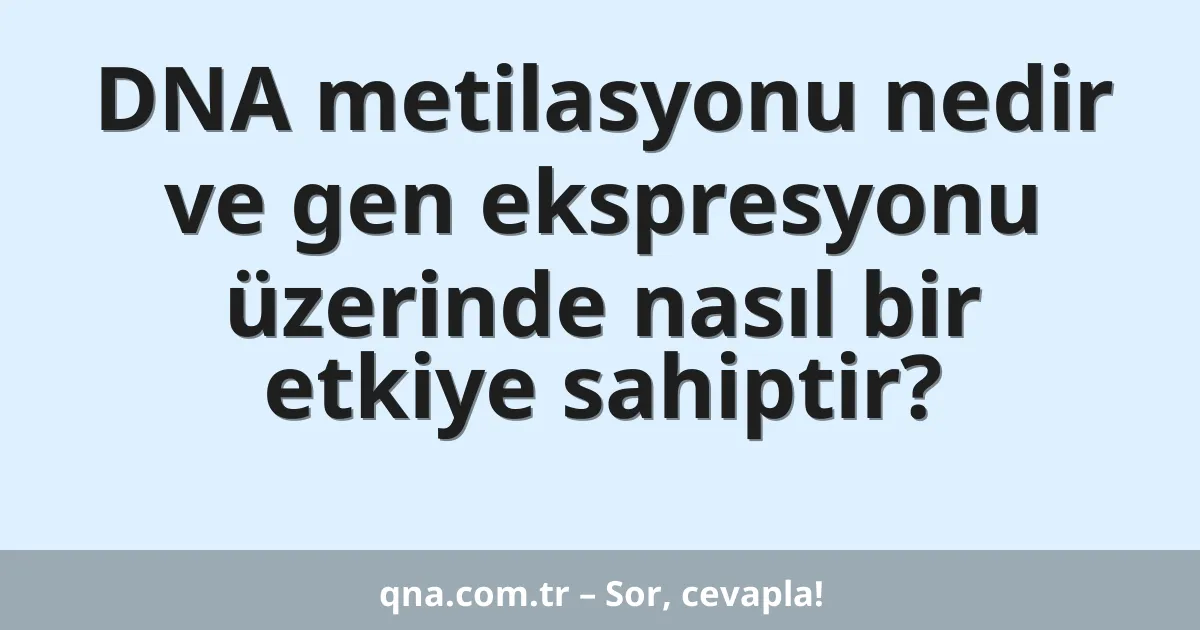 DNA metilasyonu nedir ve gen ekspresyonu üzerinde nasıl bir etkiye sahiptir?