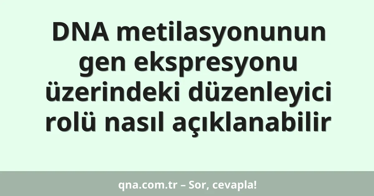 DNA metilasyonunun gen ekspresyonu üzerindeki düzenleyici rolü nasıl açıklanabilir