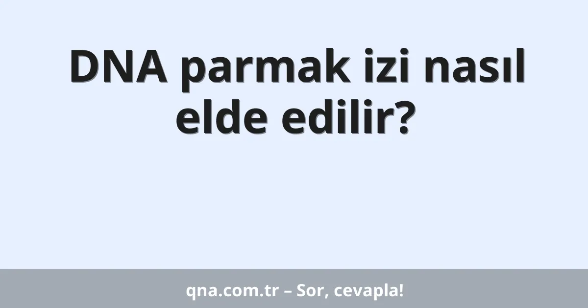 DNA parmak izi nasıl elde edilir?