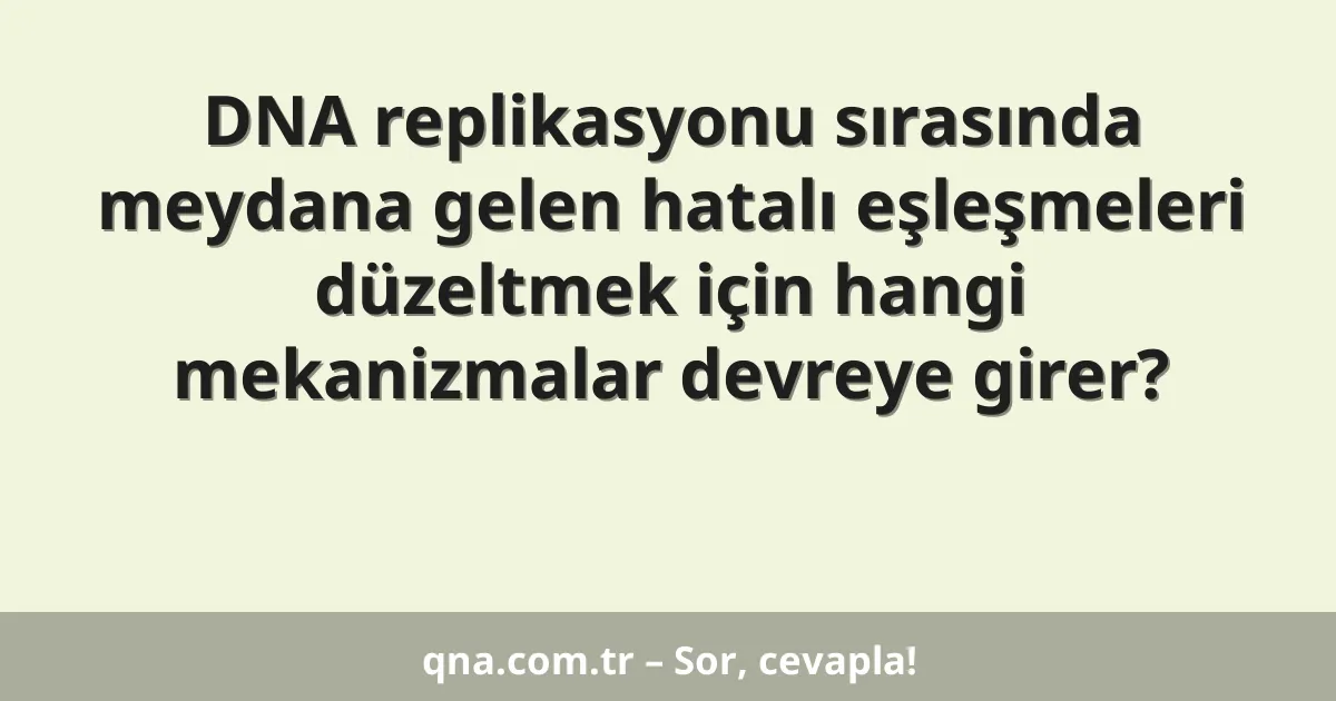 DNA replikasyonu sırasında meydana gelen hatalı eşleşmeleri düzeltmek için hangi mekanizmalar devreye girer?